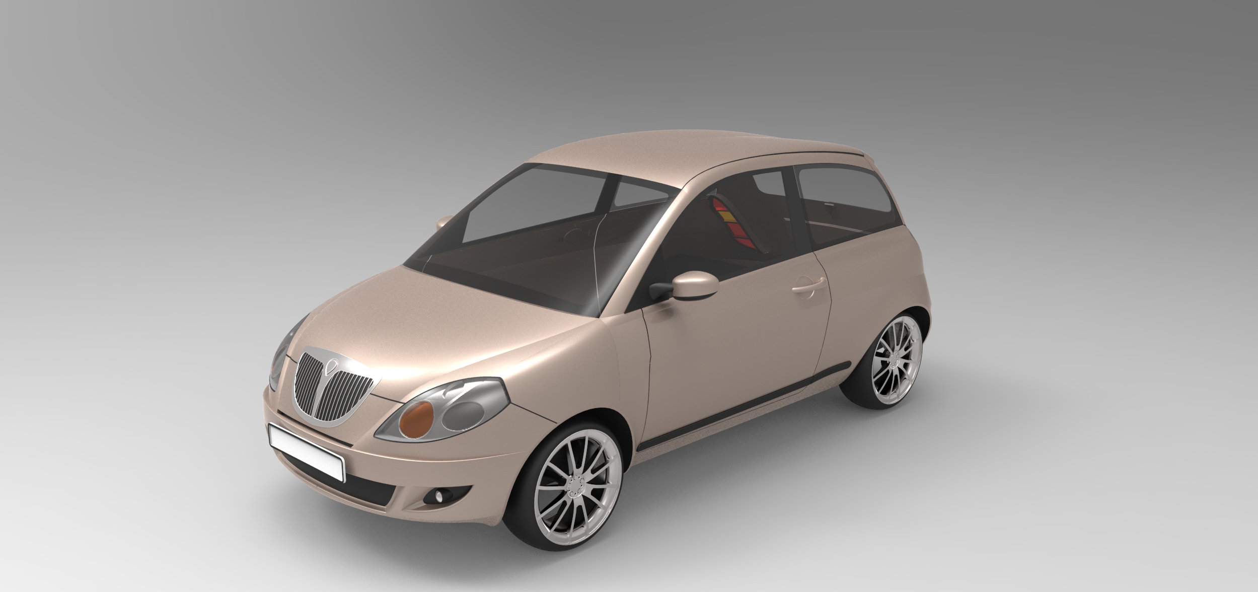 蓝旗亚Lancia Ypsilon轿车外壳模型3D图纸 Solidworks设计